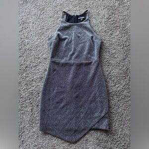 Express Metallic Charcoal Halter Mini Dress